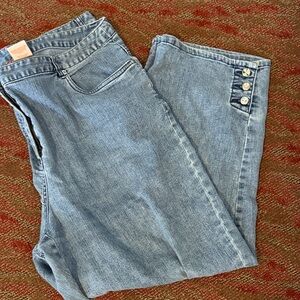 hearts of palm Light Wash Flare Jeans with Side Button Detail - size 14